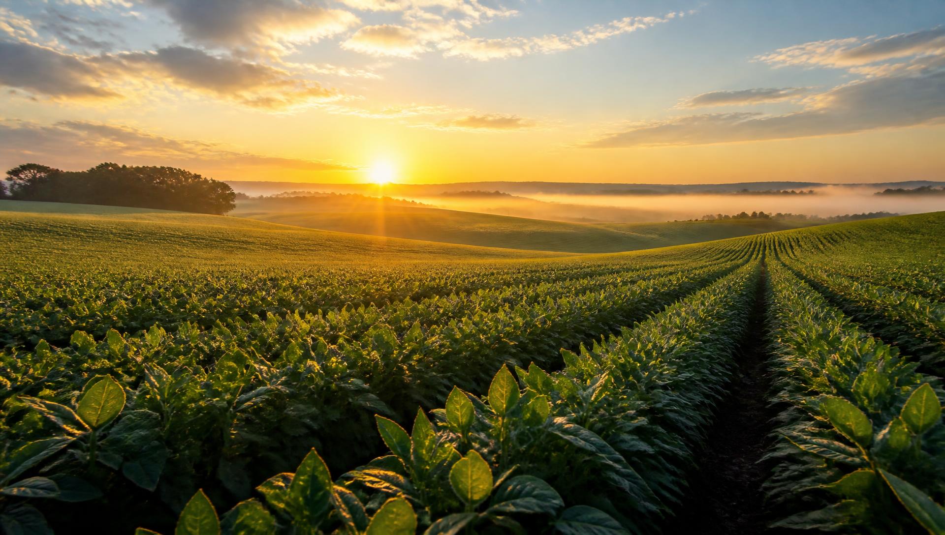 Lavoura extensa ao amanhecer